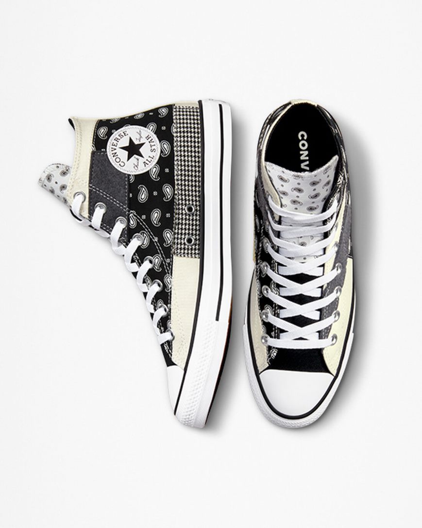 Dámské Boty Vysoké Converse Chuck Taylor All Star Hacked Patterns Béžový Černé Bílé | CZ MBVZ27